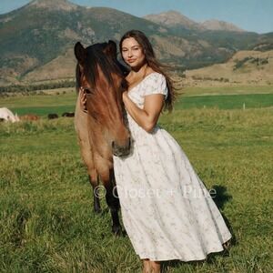 Doen Quinley Floral Cotton Midi-Dress in Painted Bouquet Size Large NWT